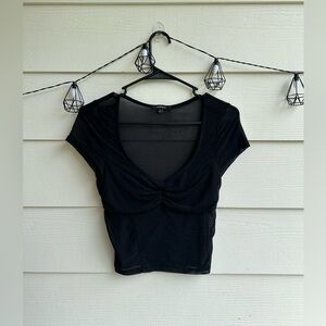 Ambiance Black Mesh Women's Blouse